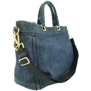 Prada denim Bag Calf Denim Navy bag tote Blue City